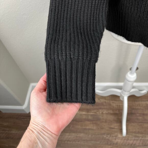 1.State Cable Knit Long Sleeve Turtleneck Sweater Back-Cutout Black Small NWT - Picture 9 of 14